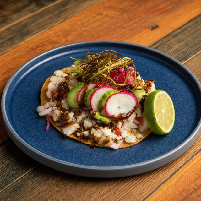 Tostada de Ceviche Vegano.