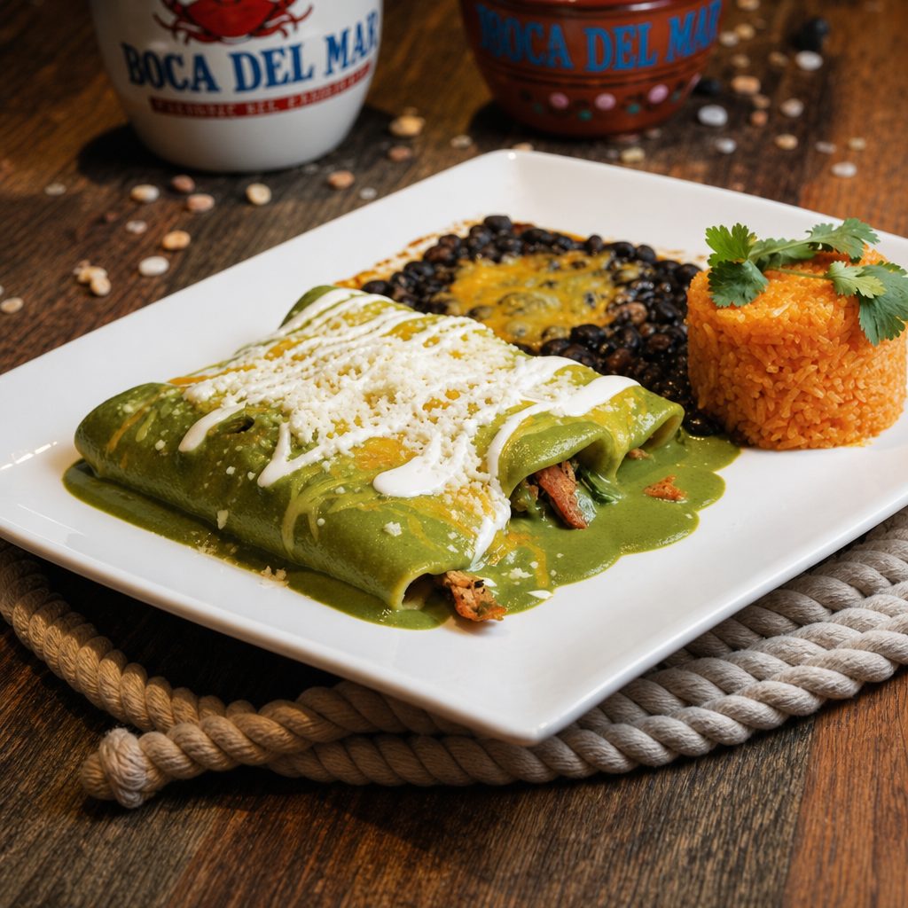 Chicken and Spinach Enchiladas.