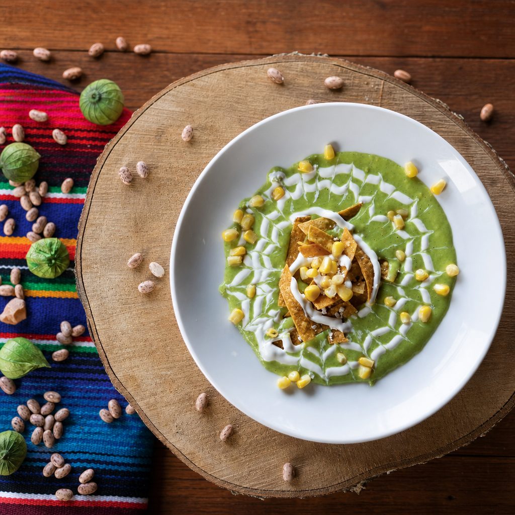 Crema de Elote y Chile Poblano.