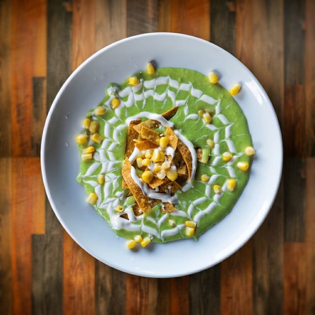 Crema de Elote y Chile Poblano.